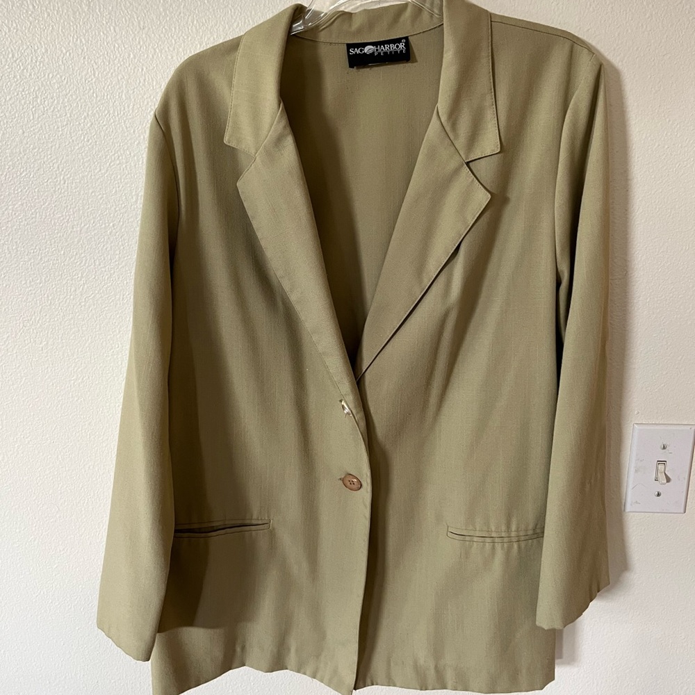 Sag Harbor blazer.  Light green marked Petite.